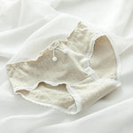 1 Pack Cute Cartoon Ruffled Briefs Cotton Panties Women Low Waist Underwear Breathable Fabric Comfortable Lingerie M-XL