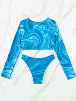 2026 Hollow Out String Long Sleeve 2 Piece Bikini Women Swimwear Female Swimsuit Bathers Bathing Swimming Suit Beachwear Summer