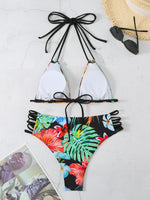 Halter String Floral Bikini 2026 High Waist Swimsuit Women Padded Swimwear Female Bathers Bathing Swimming Swim Suit Beachwear