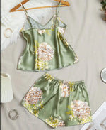 New Women's Summer Sexy Fashion Printed Pajama Set Satin Comfortable Breathable Soft Home Clothes Strap Sleeper Two Piece Set