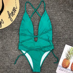 New 2025 Sexy Deep V Neck Wrap Around Female Swimwear One Piece Swimsuit Women Backless Monokini High Cut Bathing Suit Swim Lady