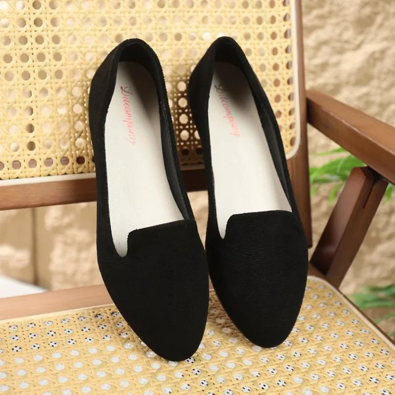 Spring and Summer New Women's Fashion Round Toe Shallow Mouth Single Shoes Women's Comfortable Casual Flat Bottom Boat Shoes 43