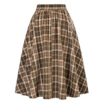 High Waist A-Line Skirt Women Midi Skirt Plaid Print Large Hem Design Autumn Winter Skirt Streetwear