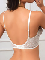 Women's Sweet and Lightweight Lingerie, Lace Sexy Thin Bra with Large Bust Minimizing Effect, Soft Underwire, No Padding, Comfortable Bra