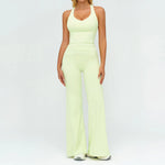 2PCS Yoga Set Gym Clothes Outdoor Sports Outfits Women Tracksuit Gym Fitness Suits Workout Long Sleeved Flared Pants Sportswear