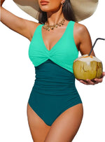 S - XXL Twist Front V Neck Female Swimwear One Piece Swimsuit Women Slim Monokini Backless Bathing Suit Swim Beachwear Bodysuit