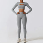 Women's Sportswear Yoga Set Workout Clothes Athletic Wear Sports Gym Legging 2/3PCS Fitness Bra Crop Top Long Sleeve Yoga Suit