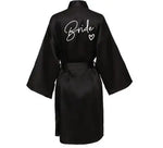 Wedding Party Team Bride Robe With Black Letters Kimono Satin Pajamas Bridesmaid Bathrobe SP004