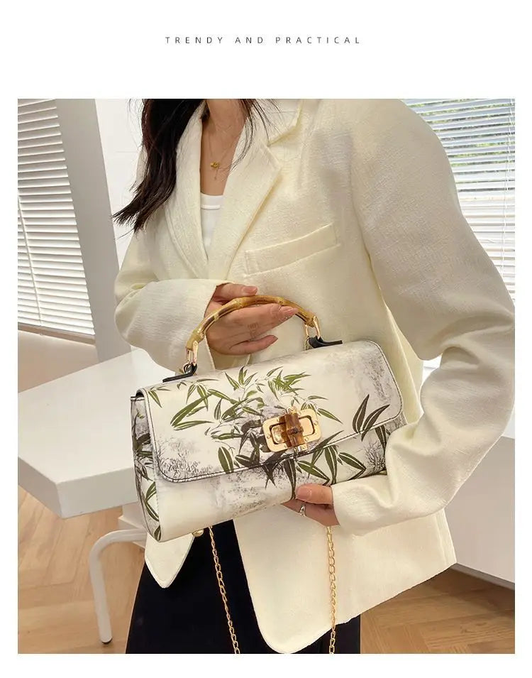 Vintage Bamboo Top Handle Bag Classic Mother Chic Lady Bags Women Shoulder Crossbody Bag Chain Bags Women's Handbags Purses