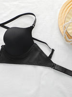 Women's sexy deep V-cross shoulder bra with steel ring gathering push up solid color breathable comfortable bra A2797
