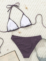 Sexy Black Polka Dot Print Bikini Set Women Halter Push Up Bra High Waist Swimsuit Bathing Suit Vacation Two Piece Swimwear 2026