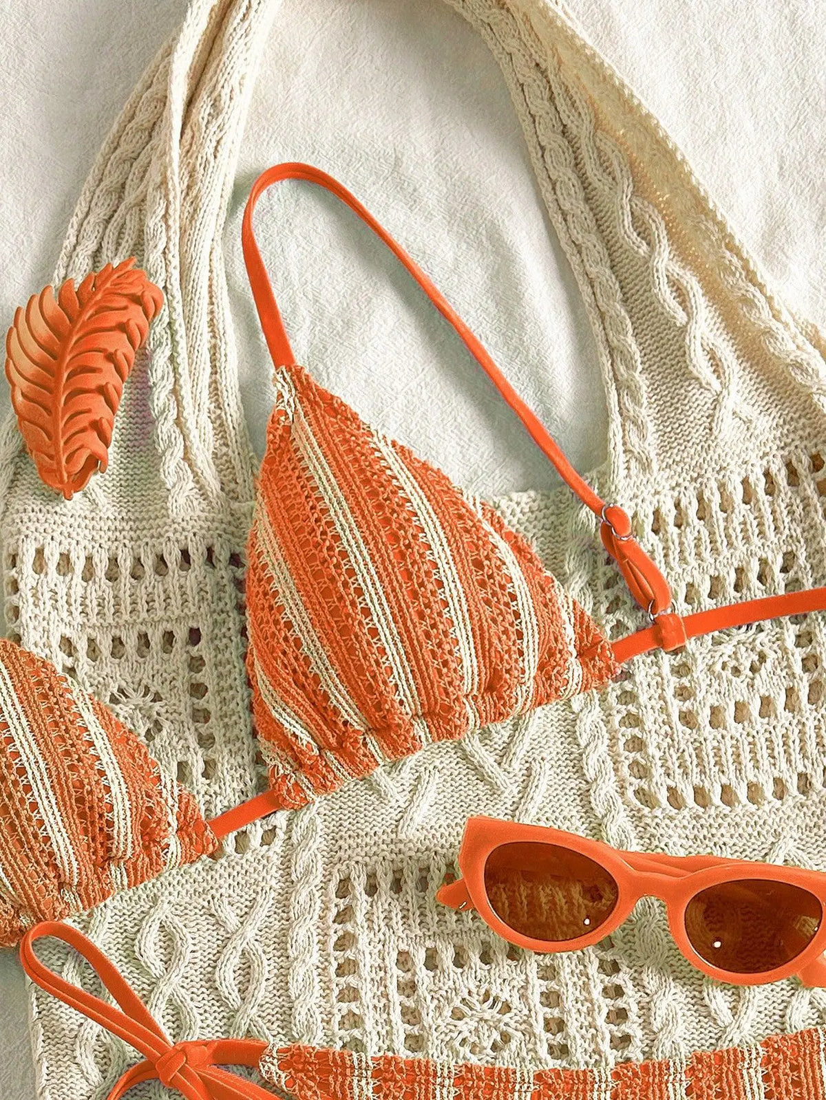 DEKA Women's Stripe Rope Tie-Up Bikinis Set Swimsuit Brazilian Bandage Swimwear Push Up Swim Biquini Beachwear Bathing Suit