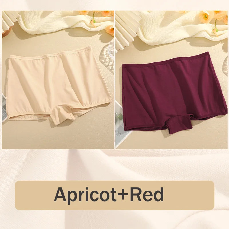 2PCS Women's Panties Cotton Seamless Sports Boxers Underwear Female Solid Color Briefs Cozy Lingerie Intimate Underpants XS-XL