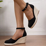 2025 Comfy Walk Big Size 43 Summer Bohemian Platform Espadrilles Sandals Women Ankle Strap Sandals High Heels Wedges Shoes Woman