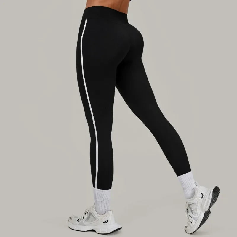 Women High Waist Yoga Pants Leggings - Seamless Color Block Fast-Dry Breathable Gym Running Fitness Tights Butt Lifting Effect