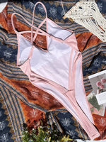 Sexy Criss Cross Backless Female Swimwear One Piece Swimsuit Women Extreme String Thong Monokini High Cut Bathing Suit Swim Lady