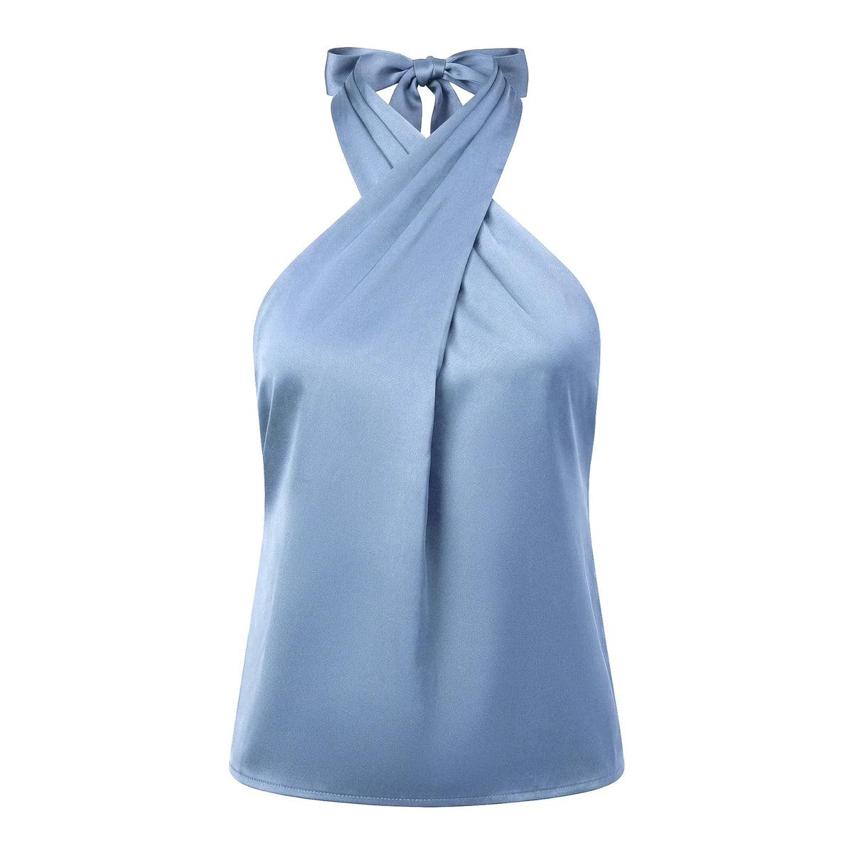 Women Satin Tank Tops Solid Color Backless Sleeveless Cross-criss Halter Vest 2026 Summer Fashion Elegant Top Streetwear