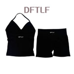 DFTLF 2 Pieces Sports Set Women Backless Tank Yoga Tops High Waist Scrunch Seamless Shorts Sport Gym Set Sportswear Workout Set