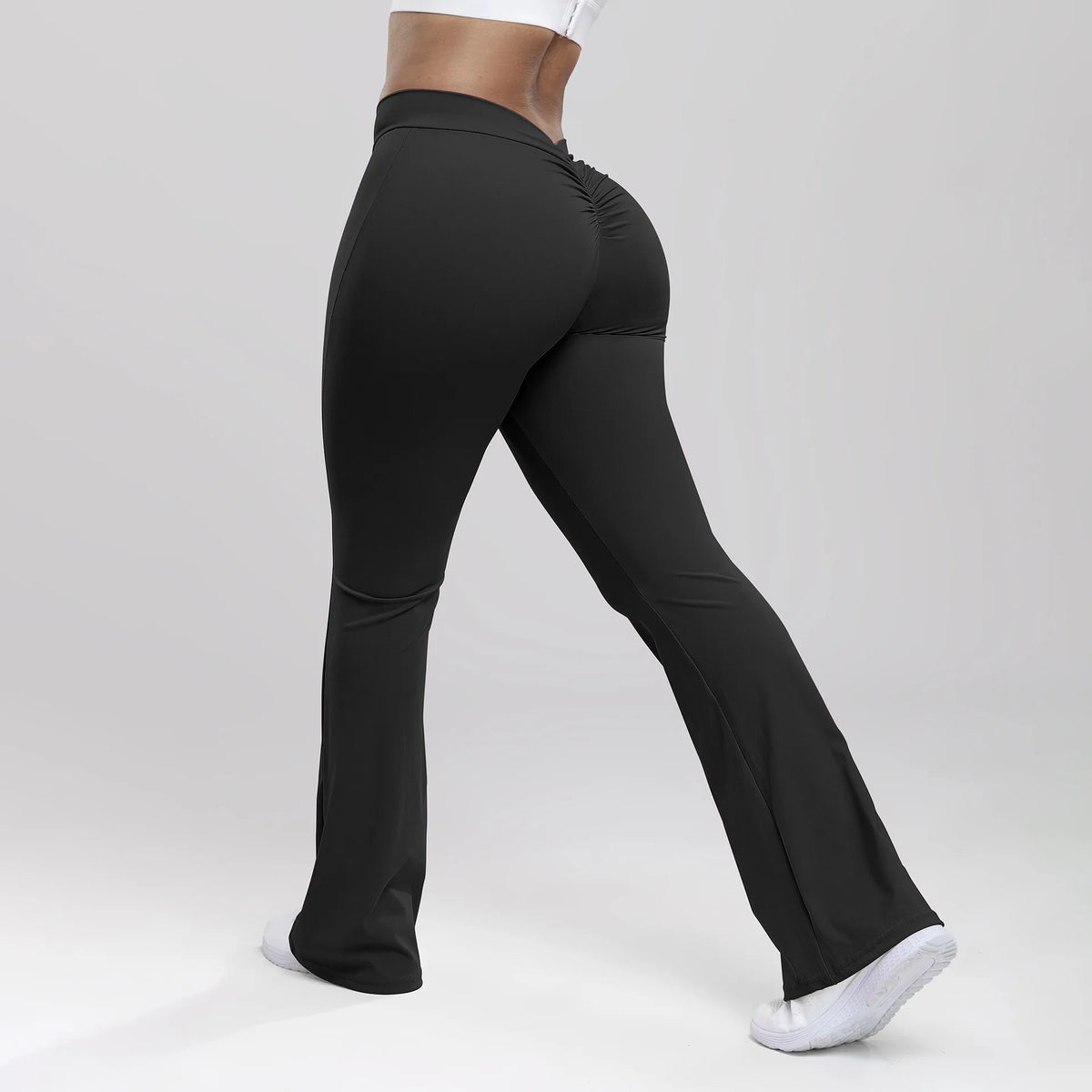 TOUREG High Waisted Yoga Pants Women V-Shaped Back Flare Leggings Butt Lifting Sports Trousers for Fitness Running
