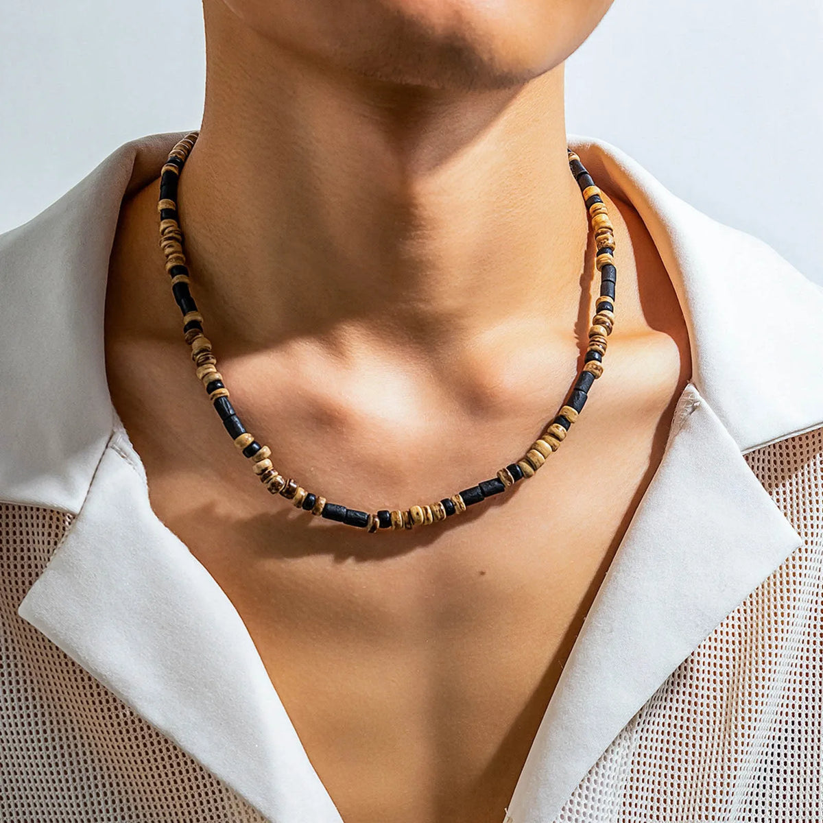 Bohemian Wood Beads Necklace Men's Necklace For Men Summer Beach Sufer Necklace For Men Necklace White Jewelry Women Necklace