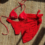 Yellow Micro Thong 3 Piece Bikini Set Damen Mesh Cover Up String Halter Swimwear Sexy Swimsuit Women 2025 Bathing Suit Bikinis