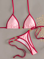 XS - L Halter Mini Micro Thong Bikini Women Swimwear Female Swimsuit Two-pieces Bikini Set Metal Rings Bather Bathing Suit Swim