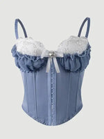 Sexy Top Mesh Lace Patchwork Cotton Hot Girl Fishbone Strap High-end Wear Top For Women Bowknot Pure Desire Vest Charming PWGG