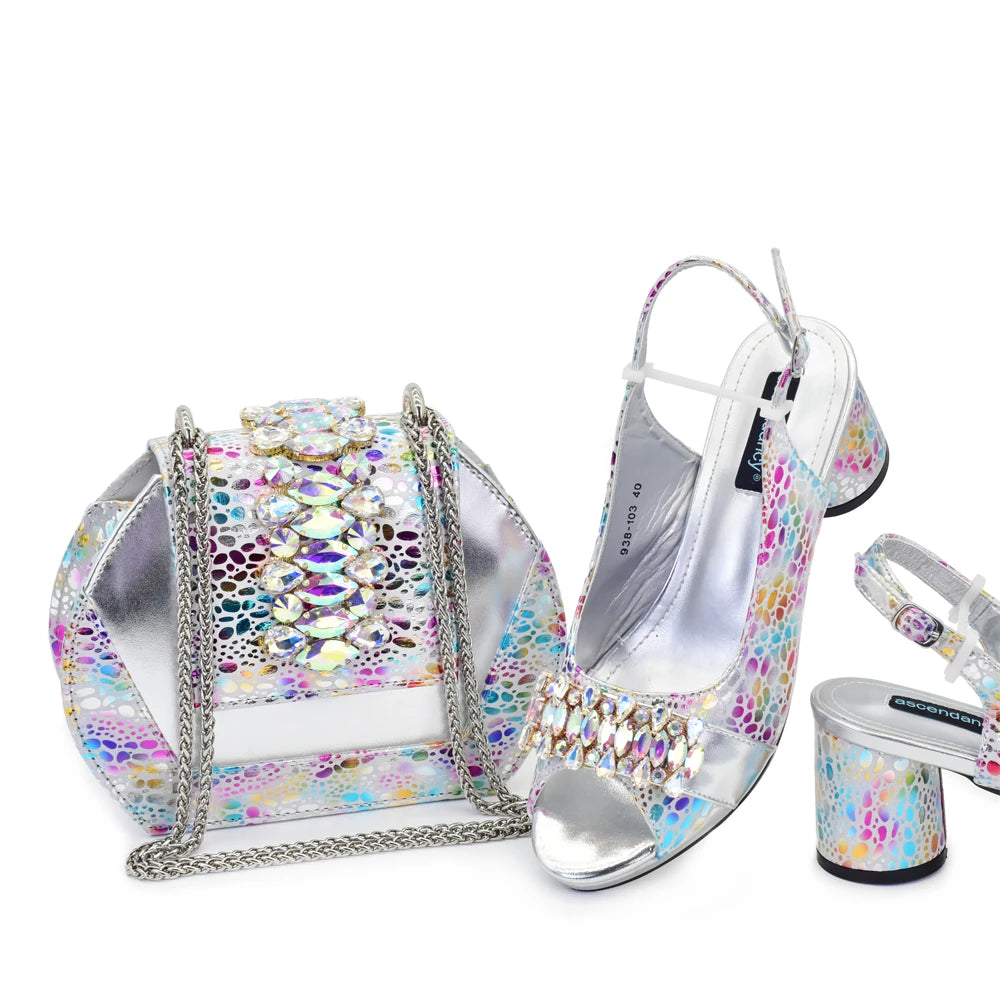 Doershow High Quality African Style Ladies Shoes And Bags Set Latest coffee Italian Shoes And Bag Set For Party Hfg1-2