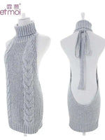 Turtleneck Sweater Mini Dress Backless Underwear Women's Sexy Uniform Dress Elegant Fashion Sweet Women 2023 New D0VL