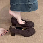 Spring Autumn Platform Mary Jane Shoes Women Thick High Heels Shoes Vintage Slip on Butterfly-knot Pumps 2026 New