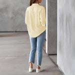 Women Shirt Lapel Long Sleeve Women's Shirts Single Breasted Shirt Tops with Patch Pocket Office Tops