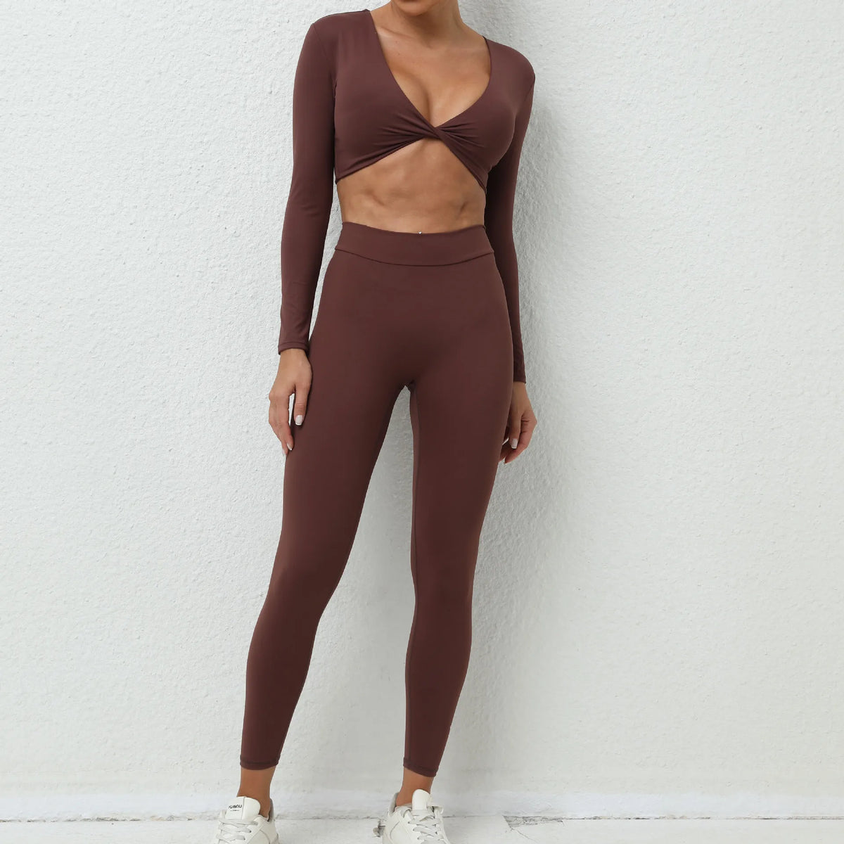 1/2Pcs Pad Long Sleeve Crop Tops Women Gym Yoga Set Sport Gym Scrunch V Back Fitness Leggings Workout Pant Active Suits