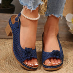 Fashion Flowers High Heels Sandals Women Back Strap Hollow Out Summer Sandles Woman 2025 Plus Size Thick Heeled Sandalias Mujer