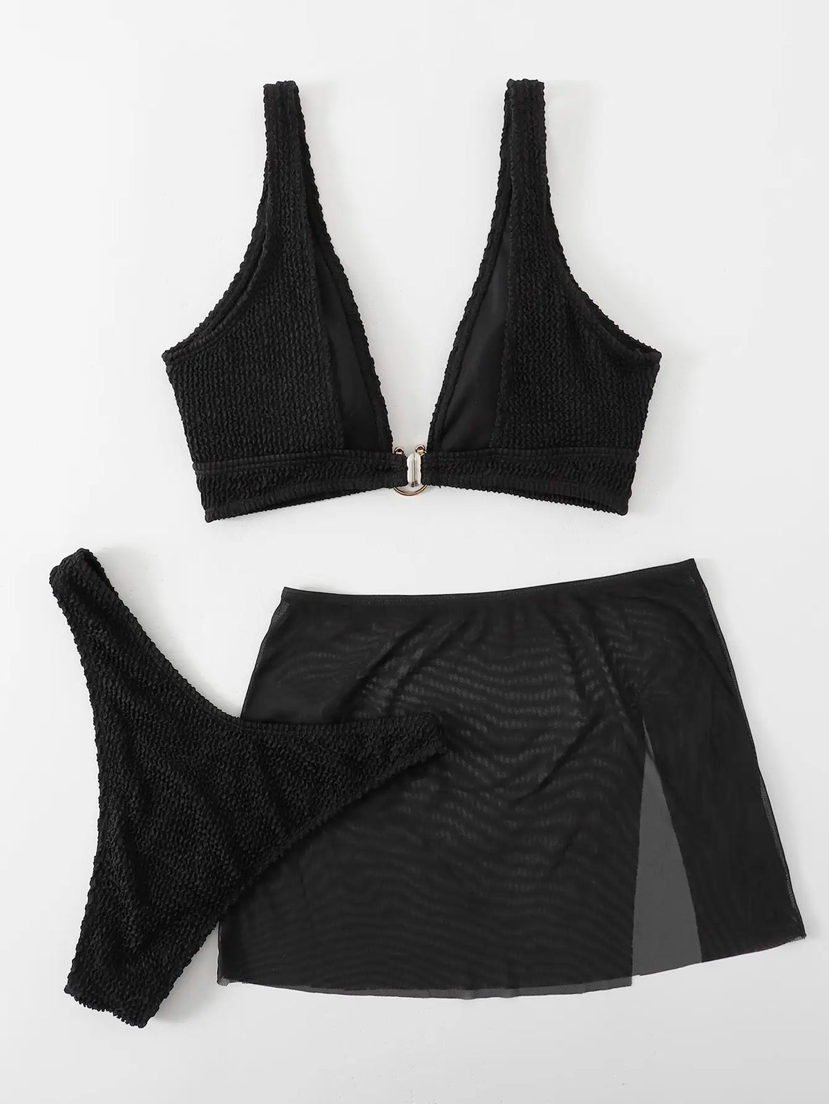 3 Pieces U-ring High Cut Bikini Swimsuit & Split Thigh Beach Skirt Swimwear Women 2026 Bathers Bathing Swimming Suit Female