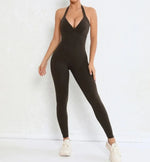 Women's Seamless Yoga Jumpsuits Sports Fitness Peach Hip-lifting Beauty Backless One-piece Pocket Tight Workout Gym Bodysuit