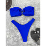 Sexy Wrinkled Bandeau Strapless Bikini Women Swimwear Female Swimsuit Two-Pieces Bikini Set Bather Bathing Suit Swim Lady V3367L