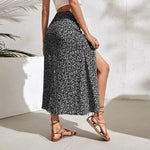 Harajuku Floral Print Long Skirt Vintage High Rise Straight Midi Skirts For Women Summer Skinny Bohemian Split Beach Skirts Y2k
