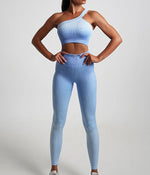 Seamless Tight Yoga Sets Sports Fitness Gradient Single Shoulder Bra High Waist Hip Lifting Pants Suits Wokout Gym Running Sets