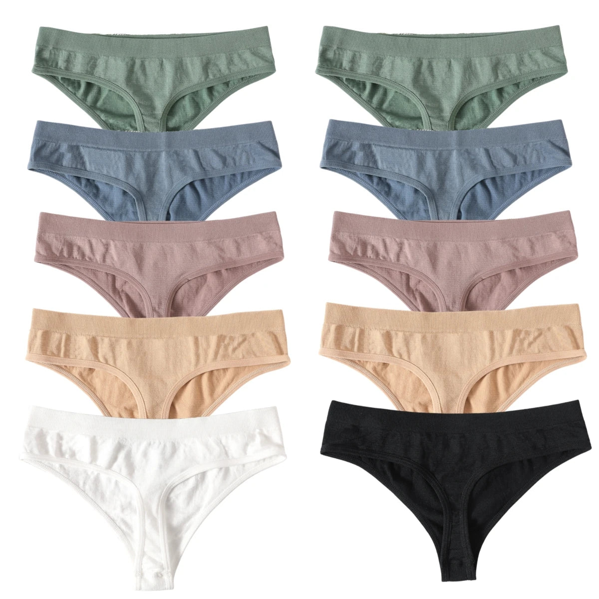 10Pcs/Set Seamless Thongs G-String Women Panties Sexy Underwear Female Underpants Sexy Lingerie Low Waist Sport Bottoms M-XL