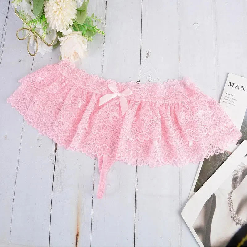 Womens Sexy Cosplay Vintage Pleated Skirt Ultra Short Skirt Cute Nightwear Lace Thongs Panties Lingerie Briefs Mini Skirt