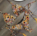 Sexy Bikini Floral Print Swimwear String Bikini Set Push Up Swimsuit Bikinis Women Biquini Beach Bathing Suit Women
