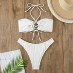 White Swimsuit Women Bathing Suit Bandeau Bikini 2024 Mujer Biquinis Feminino Swimwear Thong Bikini Set Beachwear Sexy Bikinis