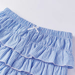 Women’s Layered Ruffle Bloomer Shorts Elastic Waist Little Bow Front Plaid Print Shorts Summer Bottoms