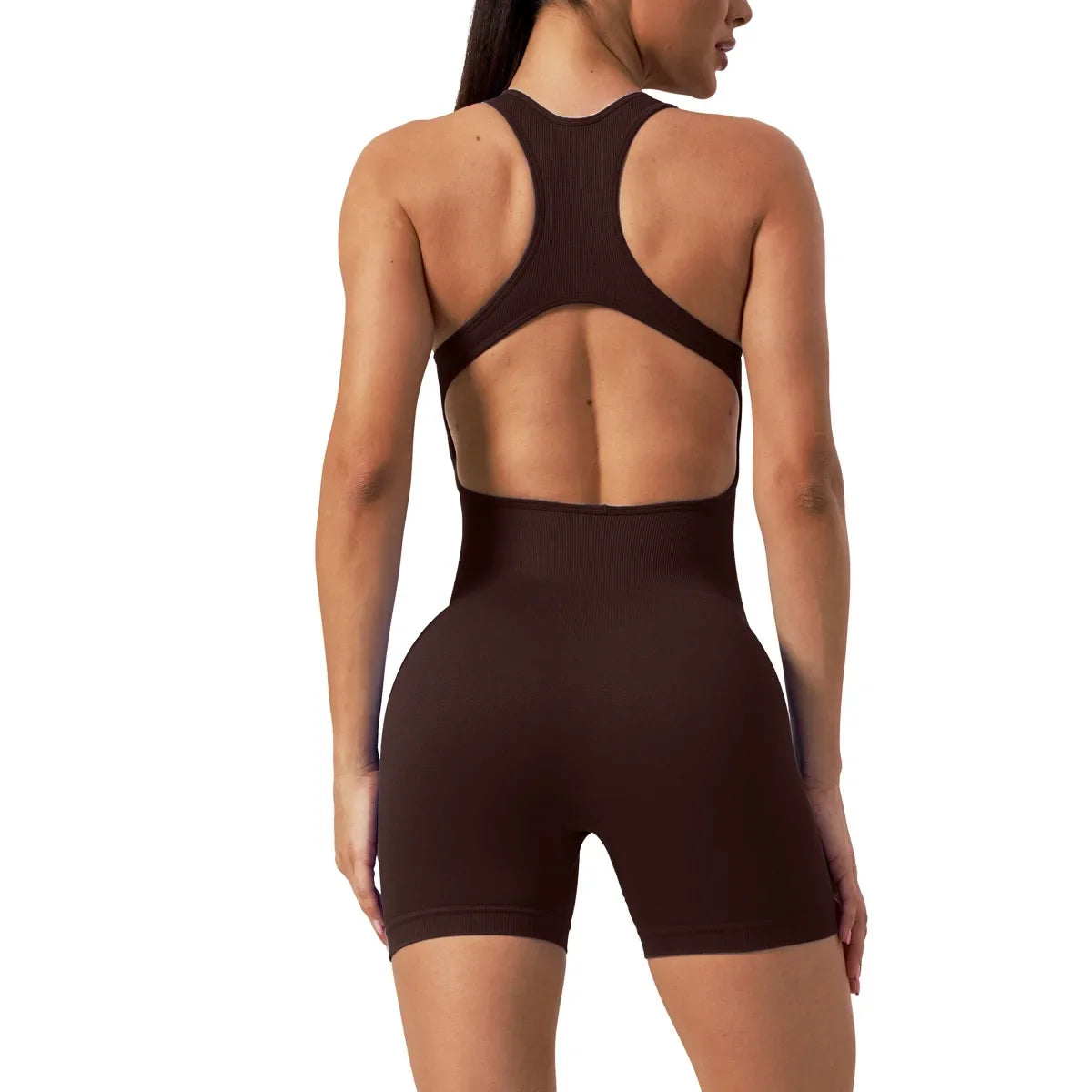Seamless Yoga Jumpsuit Sleeveless Shorts One Piece Yoga Suit Sexy Cutout Backless Top Women Playsuit Gym Summer Workout Clothes