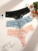 5Pcs Lace Sexy Thongs Women Low-Rise Briefs Sexy Soft Ladies Underwear Trendy Floral Underpants Female Flowery Panty Lingerie