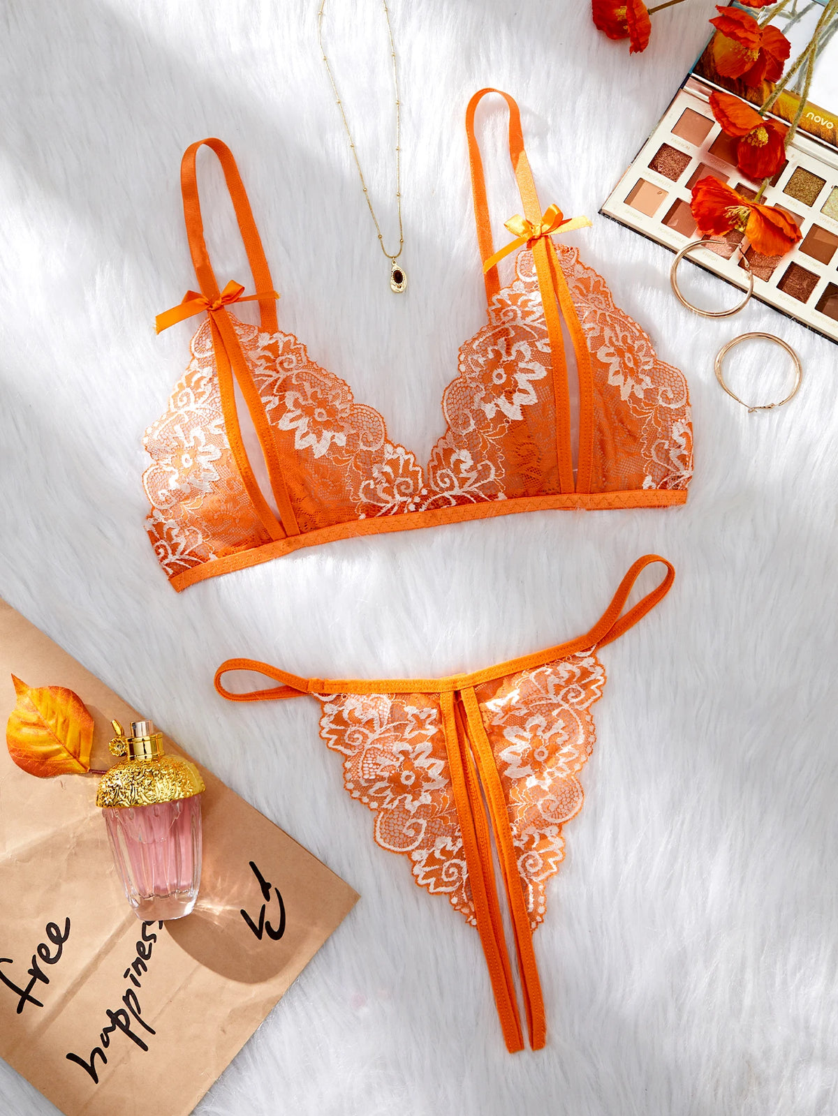 Women Floral Underwear Set, Bra And Thong Sets, Women Clothing, Valentine's Day Gift