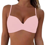 Sexy Bikini Tops Backless Butterfly Hook Design V-Neck Front Knotted Swimwear Tops Backless Bikini Bra