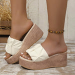 Leather Wedges Sandals for Women Summer Lightweight Chunky Platform Sandals Woman Plus Size Super High Heeled Shoes