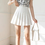Women High Waist Pleated Skirt with Safety Shorts, Black A Line Mini Skort for Casual Office School Style Outfits