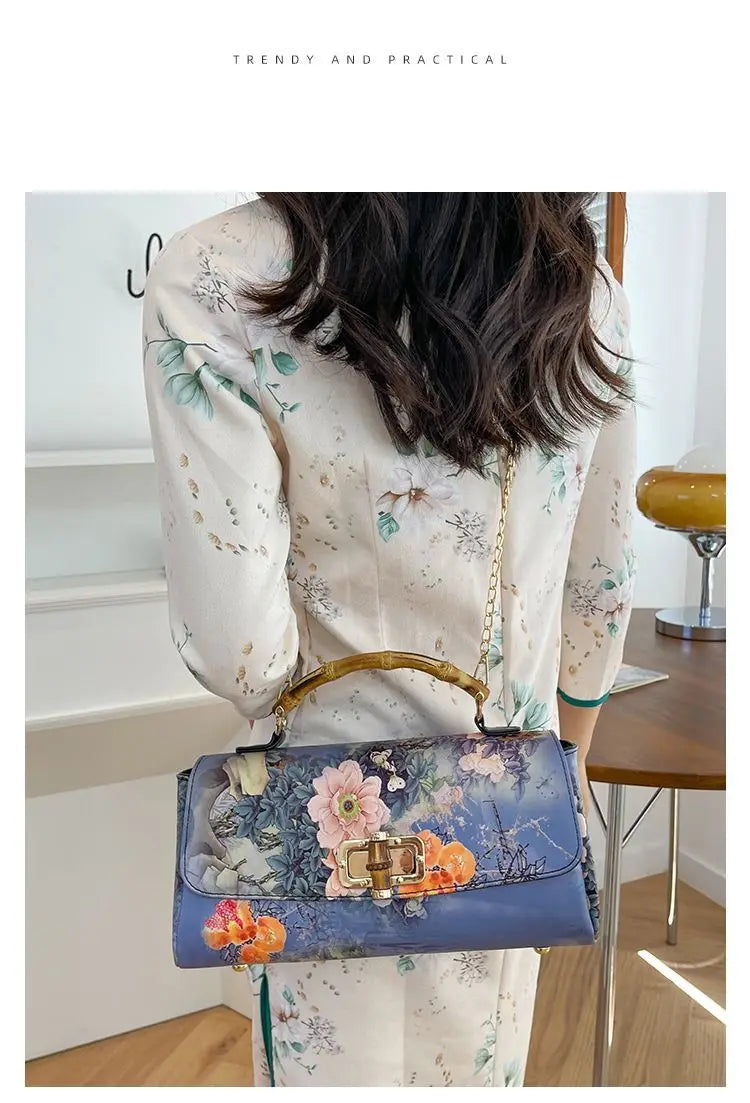 Vintage Bamboo Top Handle Bag Classic Mother Chic Lady Bags Women Shoulder Crossbody Bag Chain Bags Women's Handbags Purses